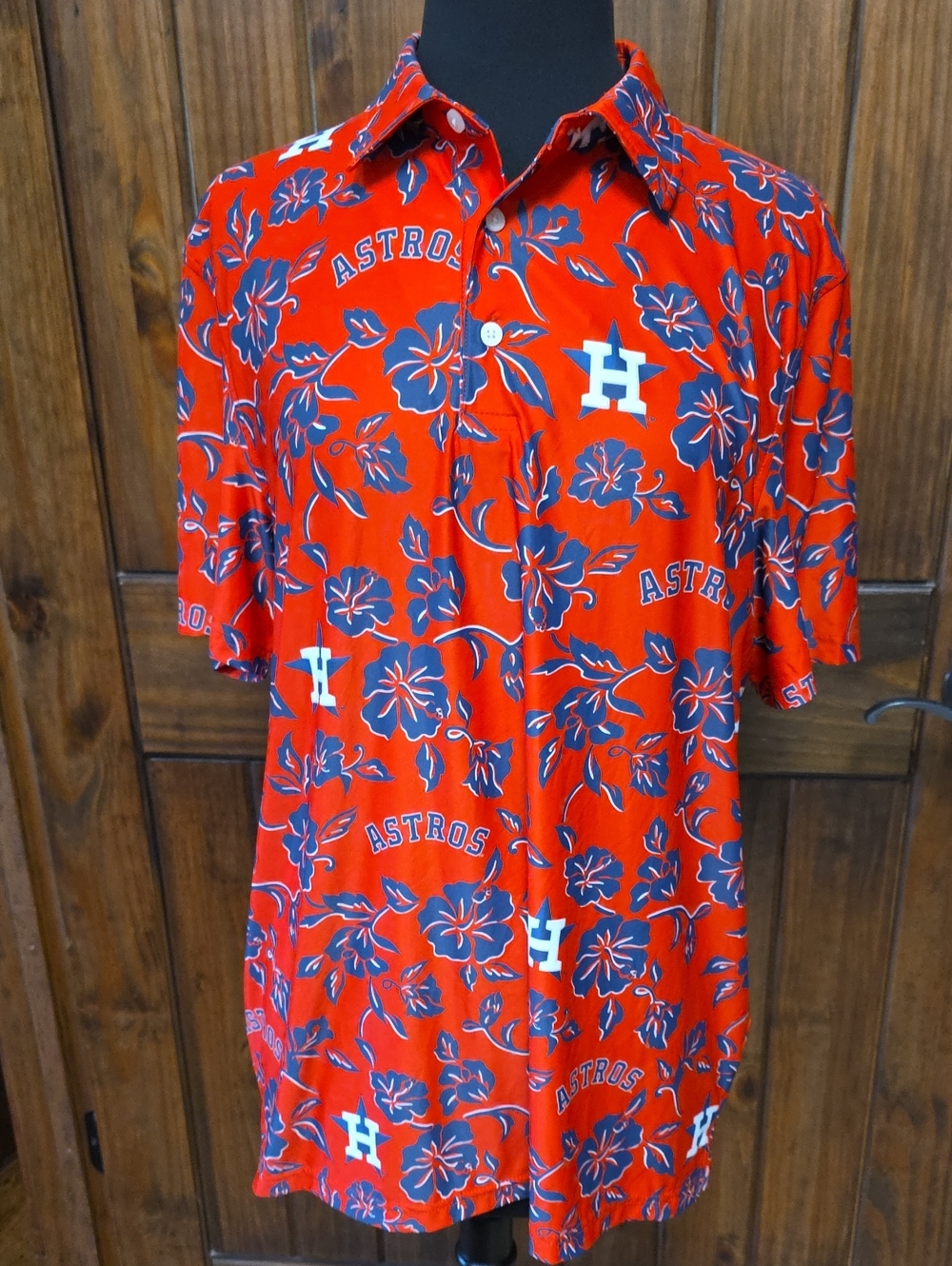 Reyn Spooner Orange and Blue Astros Floral Button-Down Shirt
